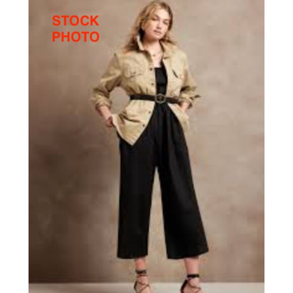 Wide-Leg jumpsuit sz18 linen romper Banana Republic Factory Plus Size Black - Picture 3 of 12
